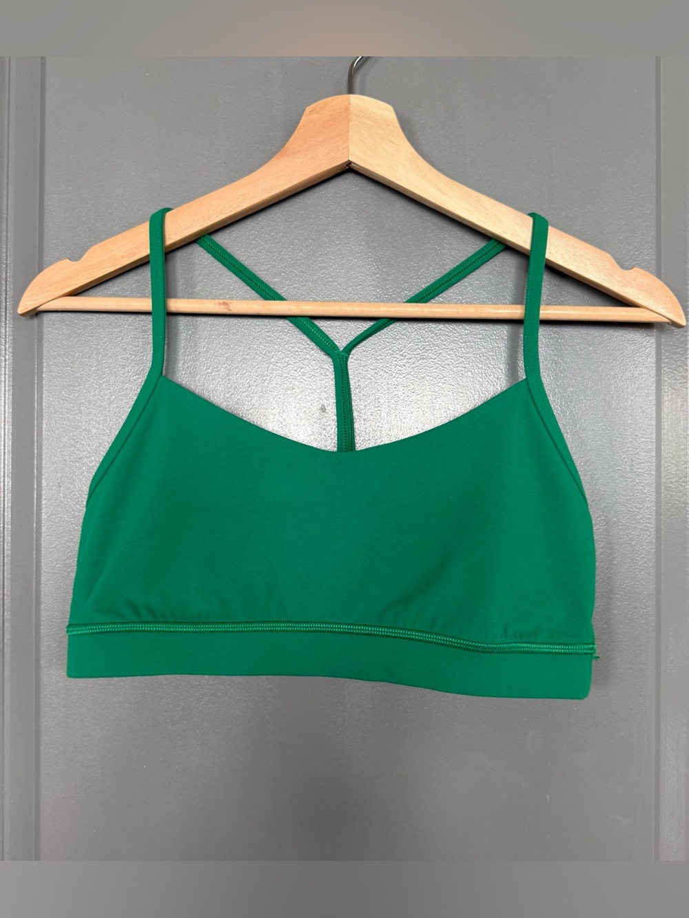 Lululemon Flow Y Raceway Green Sports Bra Size 10